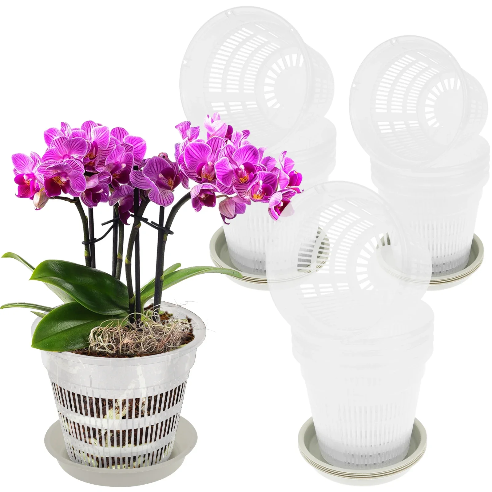 

15Pcs Water Storage Flowerpot Transparent Meshpot Breathable Orchid Pots Plant Self Absorbing Bonsai Desktop Basin