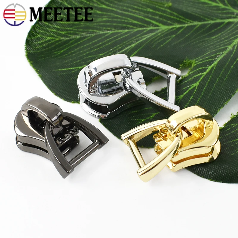 5/10Pcs Meetee 3#5#8#10# D Ring Zipper Slider for Metal Zippers Bag Jacket Zips Puller Head Clothes Zip Repair Sewing Accessory