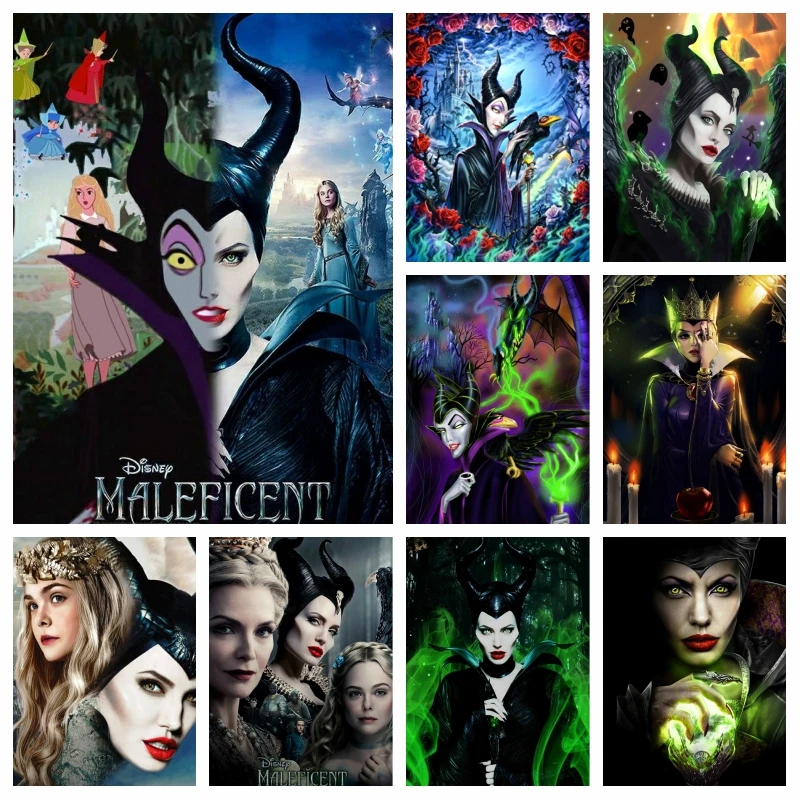 

Angelina Jolie Disney Movie Maleficent Mistress Of Evil Diamond Painting Art Darkness Villains Queen Cross Stitch Wall Decor