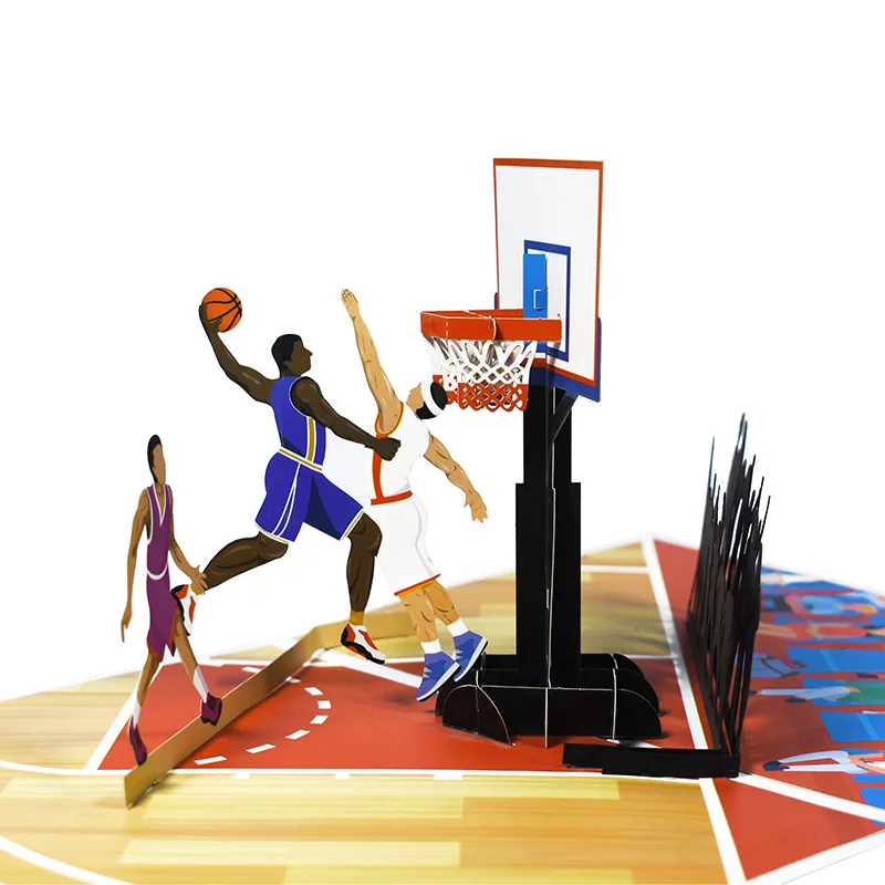 

Pop up creative basketball sports 3D stereoscopic greeting handmade paper carving blessing thank you card gift greeting cards