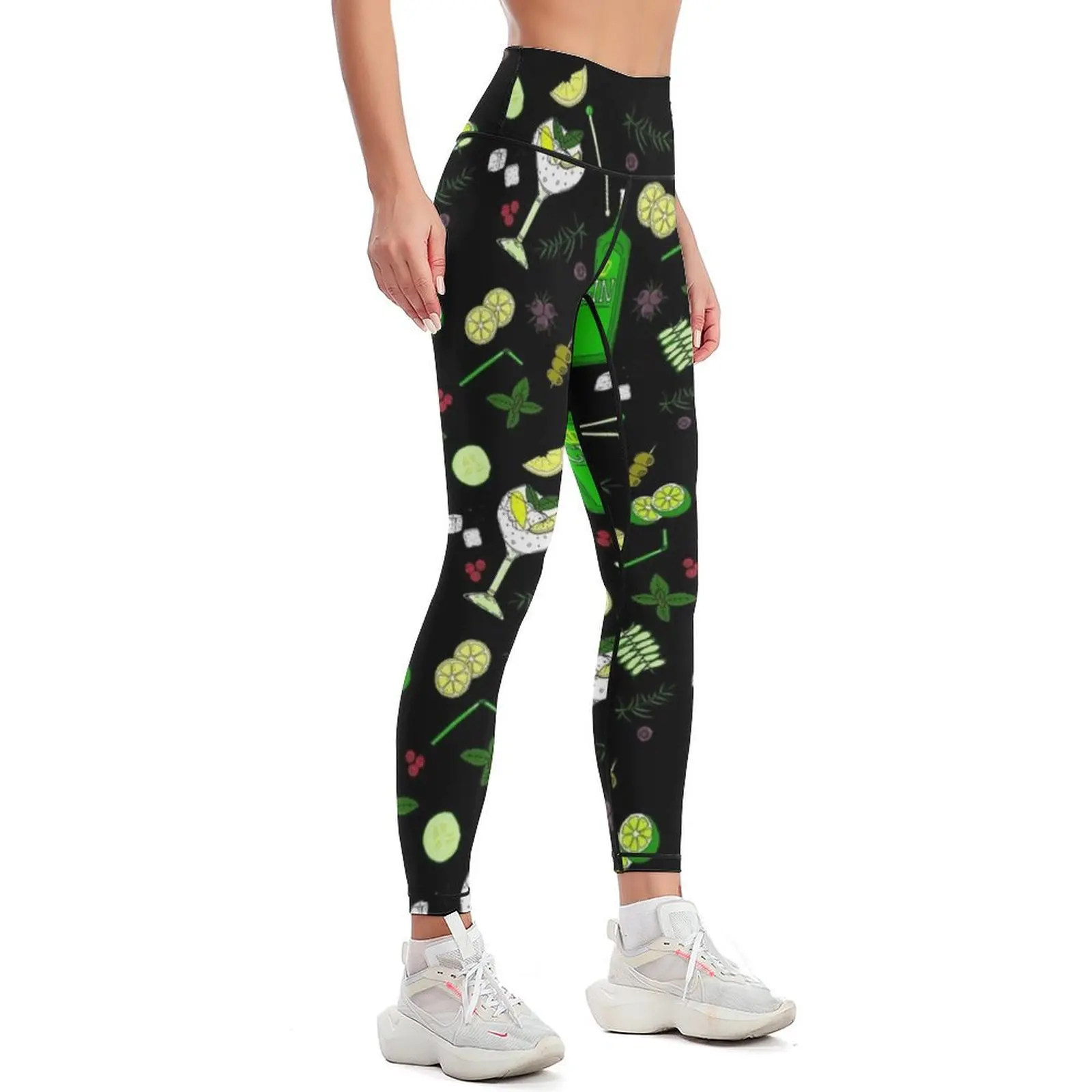 Gin and Tonic Pattern Gin o'Clock Cocktails Leggings Golf wear Women sports Womens Leggings