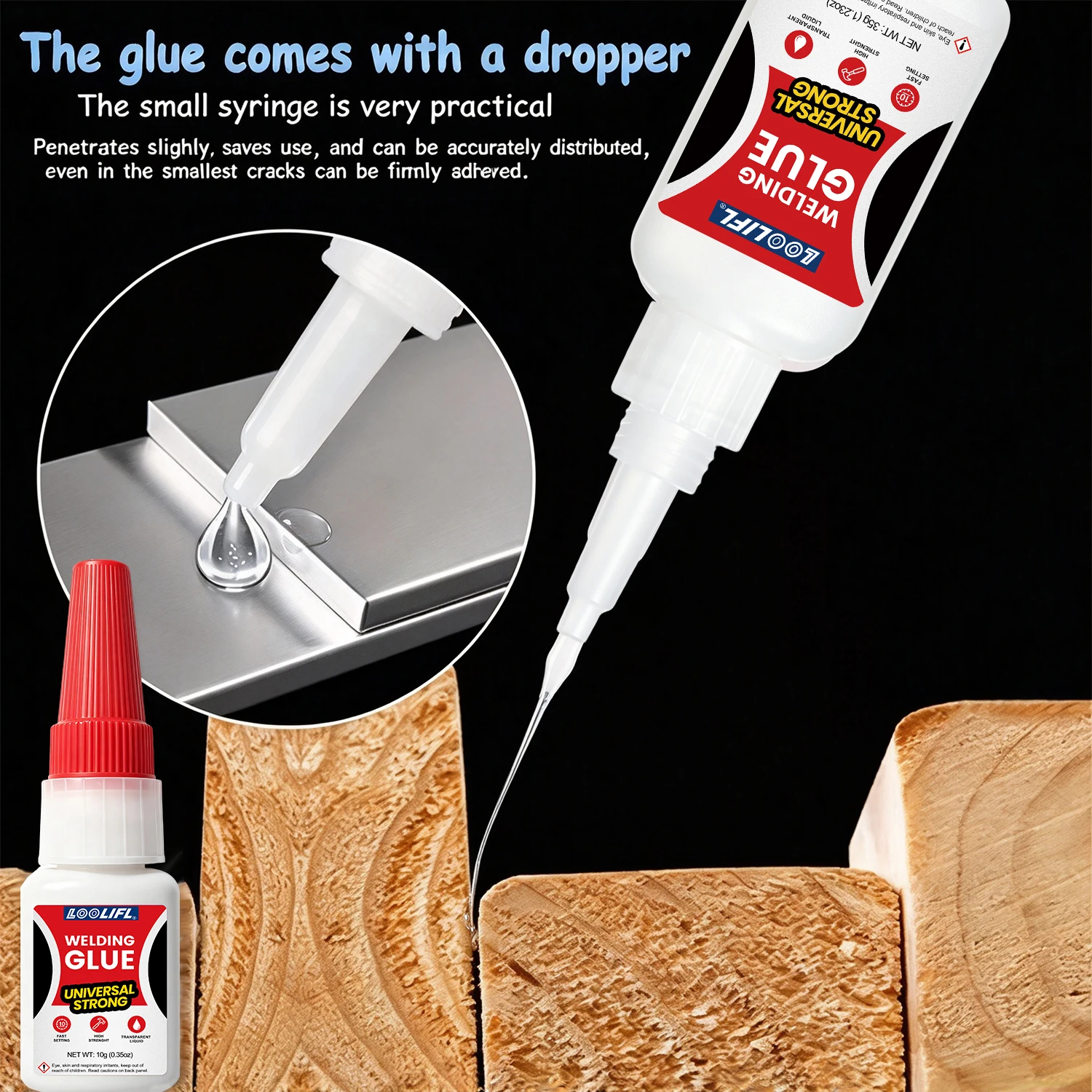LOOLIFL Welding Glue Universal Super Glue Fast Curing Transparent Adhesive Stronger Than Welding For Metal Plastic Wood Repair