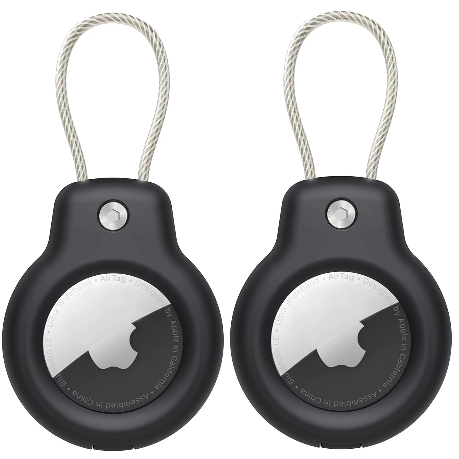 Voor Apple Airtag Case Hard Plastics Houder Anti-Verlies Sleutelhanger Met Stalen Kabel Voor Huisdieren Kraag Rugzak Bagagelabel GPS Tracking