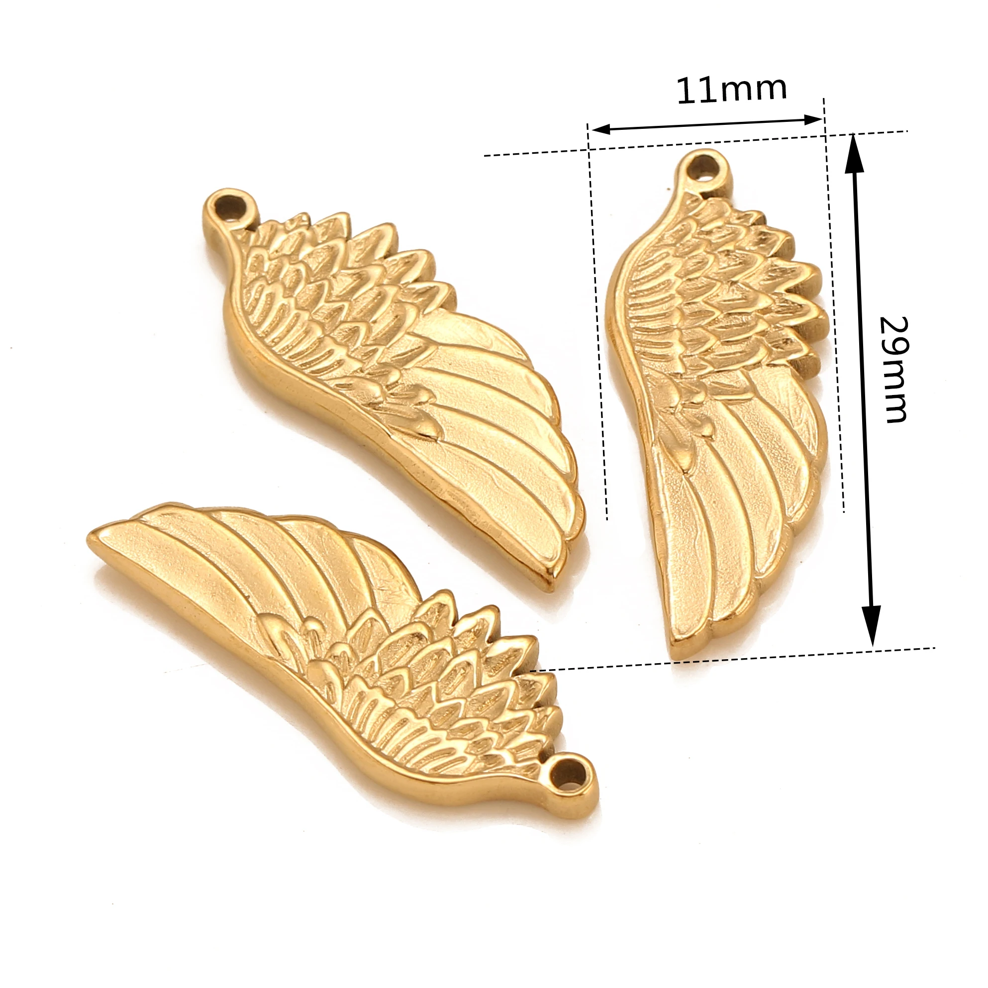 3pcs/lot Angel Wing Charm Stainless Steel Pendant DIY Necklace Bracelet Accessorie for Jewelry Wholesale Jewelry Making Supplies