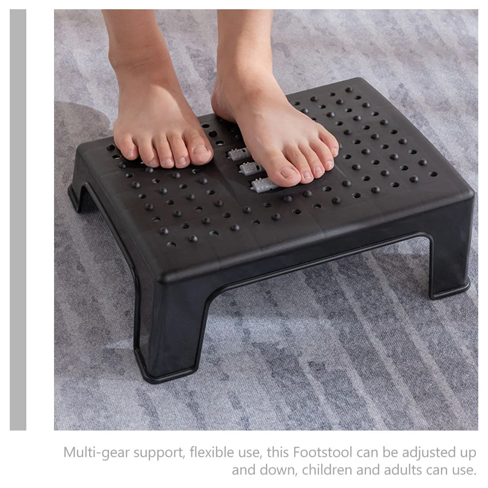 

Adjustable Footstool With Massage Rollers Non-Slip Plastic Step Stool For Office Home Sofa Desk Use Leg Support Relief