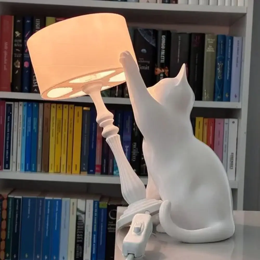 Naughty Cat Gravity Table Light Decorative Animal Lamp Creative Room Ornament Minimalist Home Bedside Lighting
