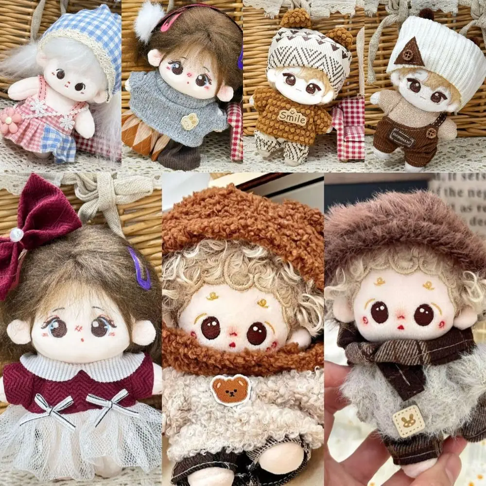 Modepop Algehele Handgemaakte 10 cm Poppenkleertjes Jurk Hoofdband Pluche Poppen Outfit Speelgoed Babypop Accessoires Cos Pak