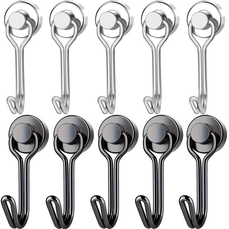 20 mm robuste Neodym-Magnete, silberfarben, schwarz, magnetische Haken, perfekt für Zuhause, Küche, Kühlschrank, Schlüssel, Büro, Garage, Schule, Heimwerken