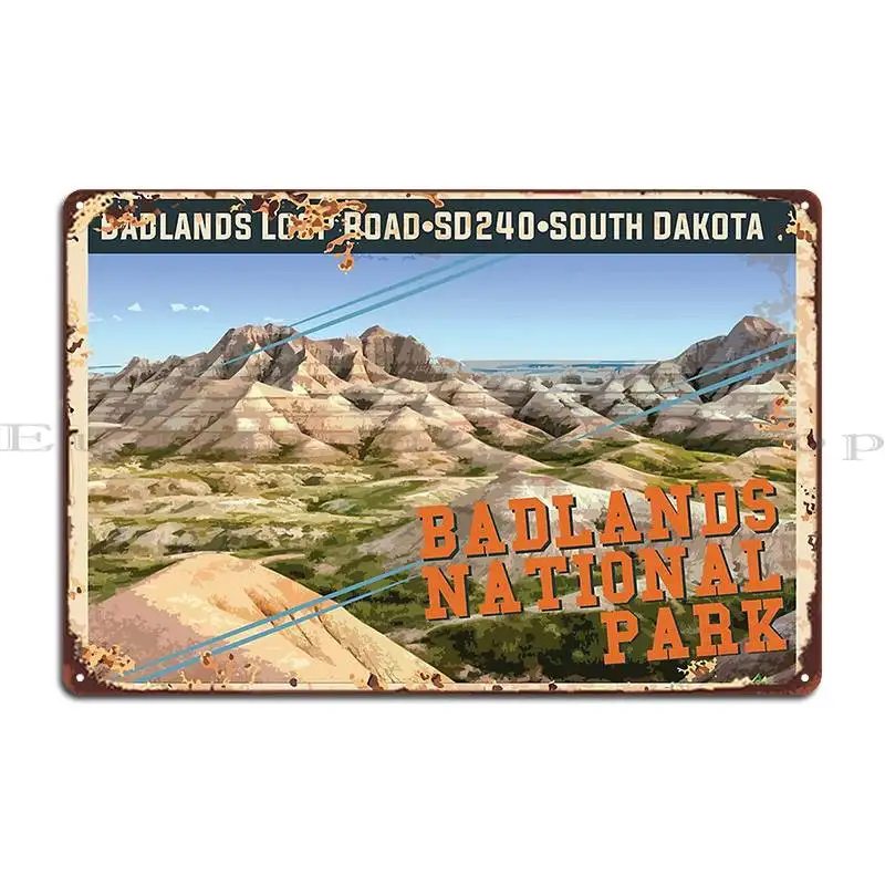 Badlands National Park South Dakota State Park Usa Metal Plaque Poster Rusty Party Mural Design Club Bar Tin Sign Poster