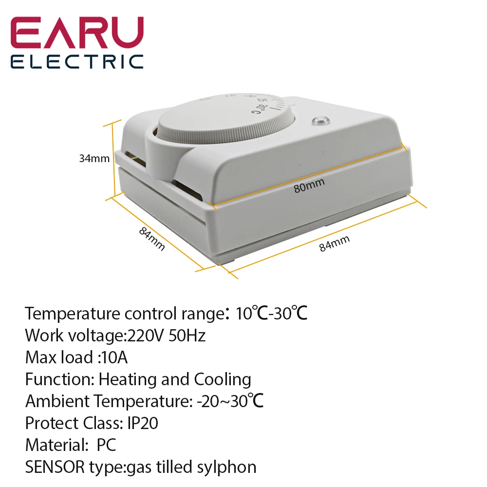 10℃-30℃ Room Mechanical Thermostat Central Air Conditioning Knob Thermostat Temperature Control Gas Boiler Heating Thermostat