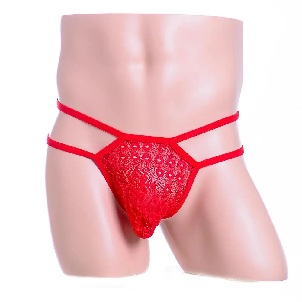 

Мужское сексуальное нижнее белье с низкой посадкой, кружевные монеты, двойные ремни, стринги с Т-образной спинкой, мини-трусы