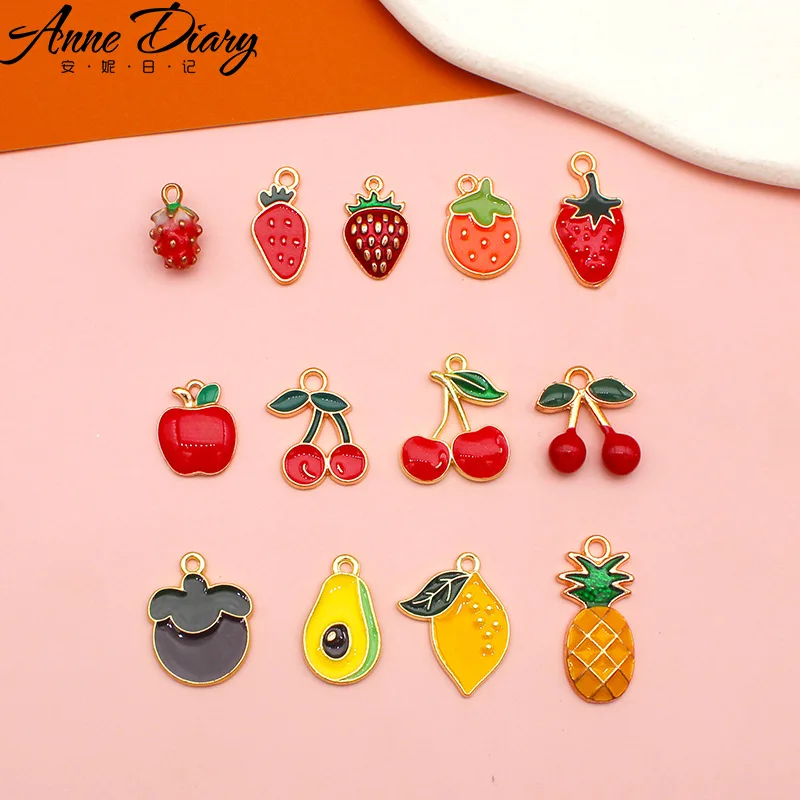 20 Pcs/lot Fashion Cute Fruits Strawberry Pendant Making Accessories Charms For Women, Earrings/Necklace Handmade DIY Jewelry