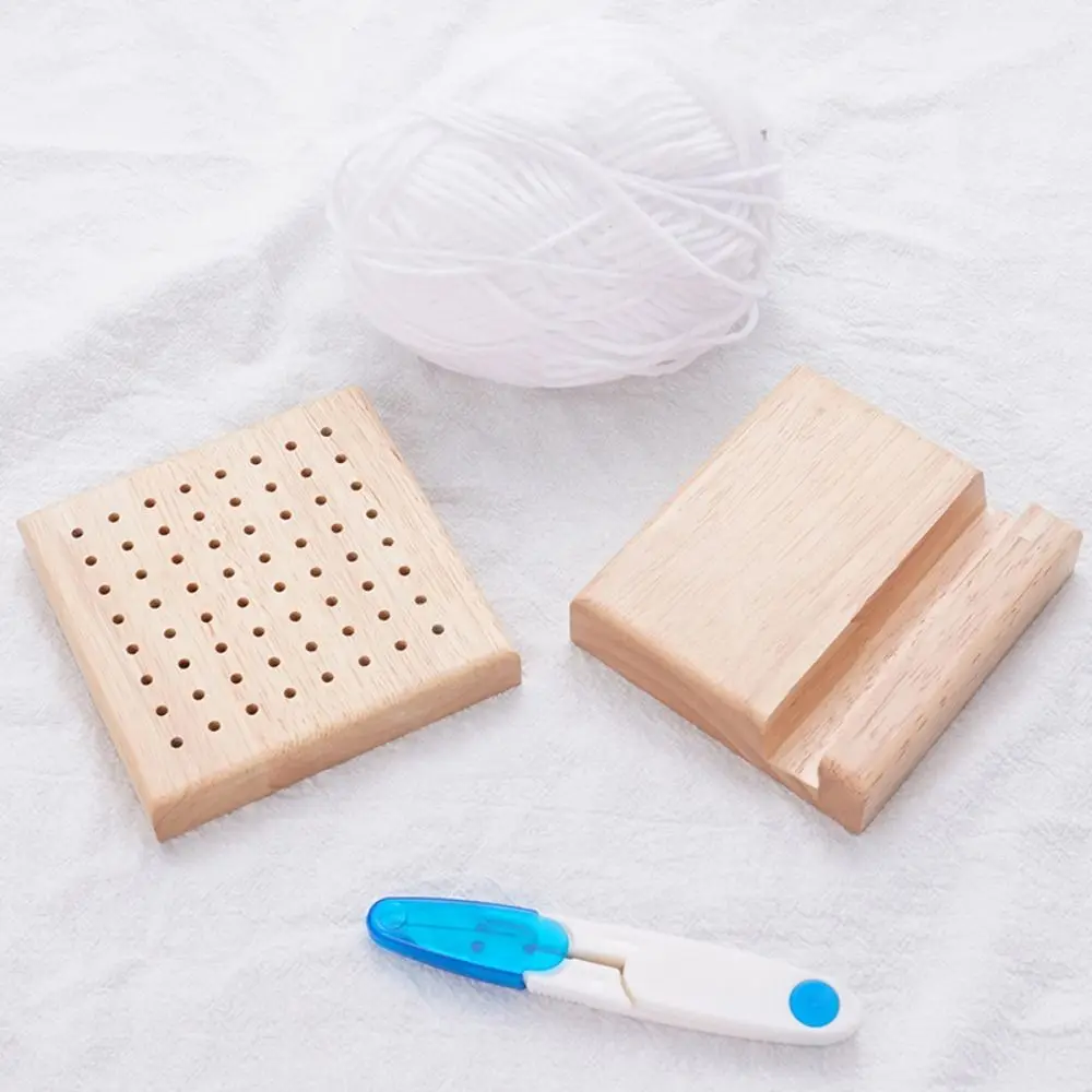 DIY Crochet Blocking Boards 10/15/20cm Wooden Knitting Board with Base and Rod Pins Square Pottery Clay Base Plug Board