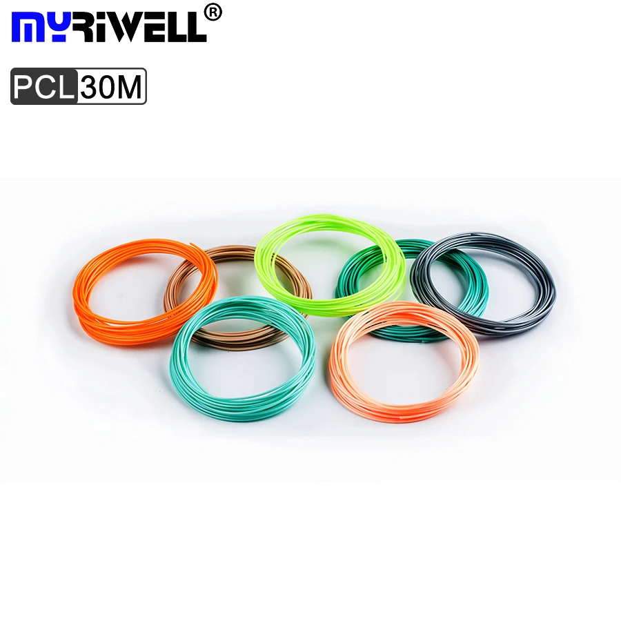 

Myriwell 5m x 6 colors 3D Pen Filament PCL 1.75mm Plastic Rubber Printing Material for 3D Printer Pen Filament