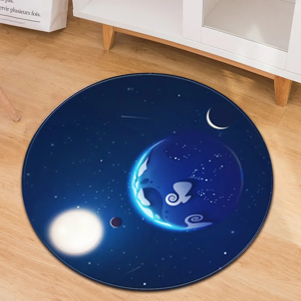 Round Carpet Micro Polyester Machine Washable Home Decor Carpet Moon Ocean Large Round Floor Mat Living Room Desk Carpet Mat