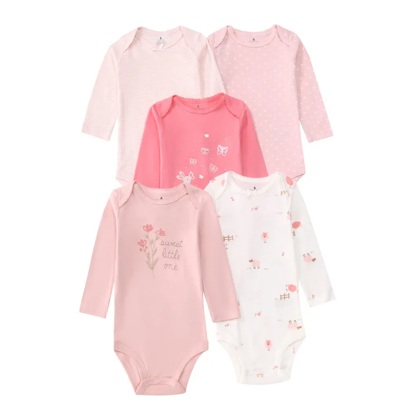 

2026 Baby Bodysuit 5-pack Infantil Jumpsuit Boy Girls Clothes Long Sleeve 100% Cotton Newborn Body Bebe Clothing Kids Costume