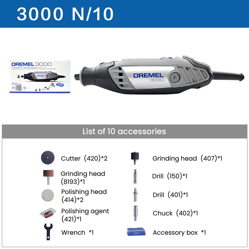 Dremel 3000 Electric Mini Grinder With Professional Accessory Kit Rotary Sander Multi Power Tool for Metal Cutting Wood Carving