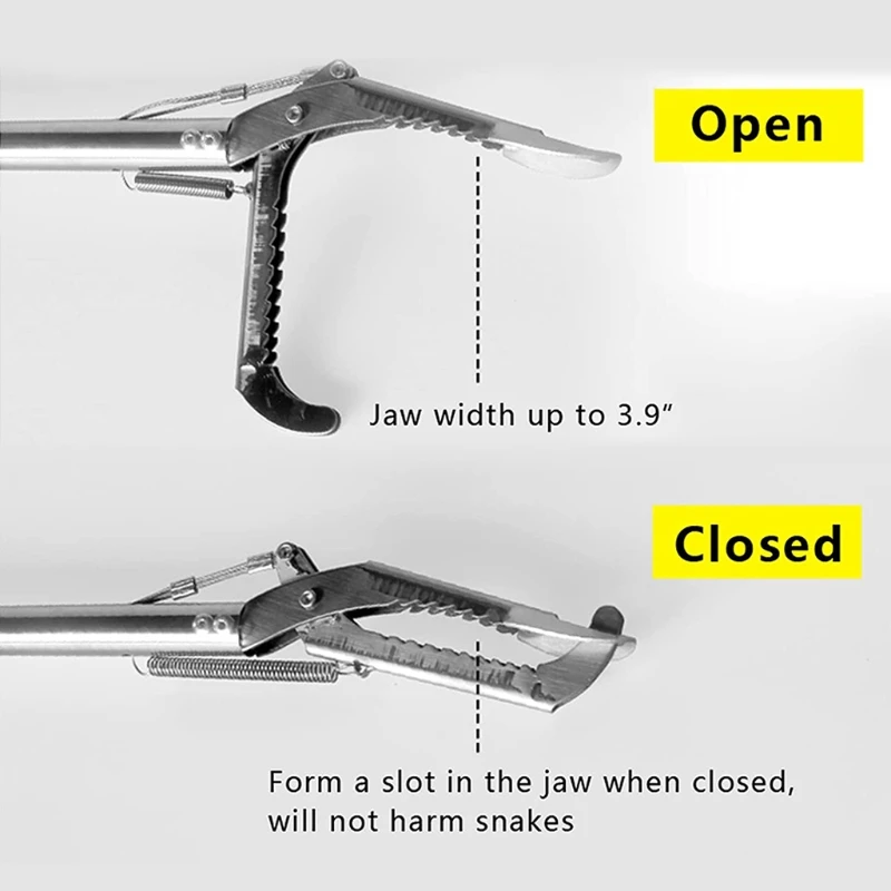 Wytrzymałe szczypce do węża Chwytak dla gadów Łapacz ze stali nierdzewnej Szeroka szczęka z tępymi zębami Składana konstrukcja S/dla M/L