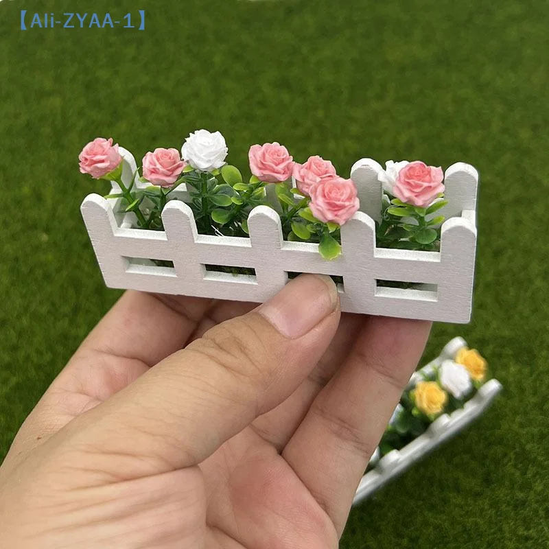 【ZYAA-1】1 Stück lebensechte künstliche Gartenblumen-Miniatur-Topfpflanzen-Dekoration im Maßstab 1:12 für Puppenhaus-Ornamente