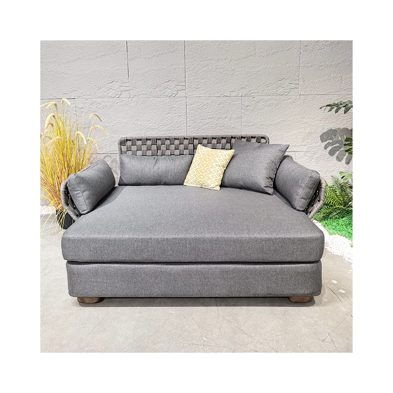 Custom Outdoor Garden Furniture Sofa Bed Sun Lounger Beach Sofa Rattan Double Sofa Bed