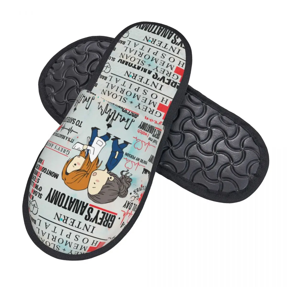 Custom Cartoon Greys Anatomy Quote Collage Cozy Scuff Memory Foam Slippers Women Bedroom House Shoes