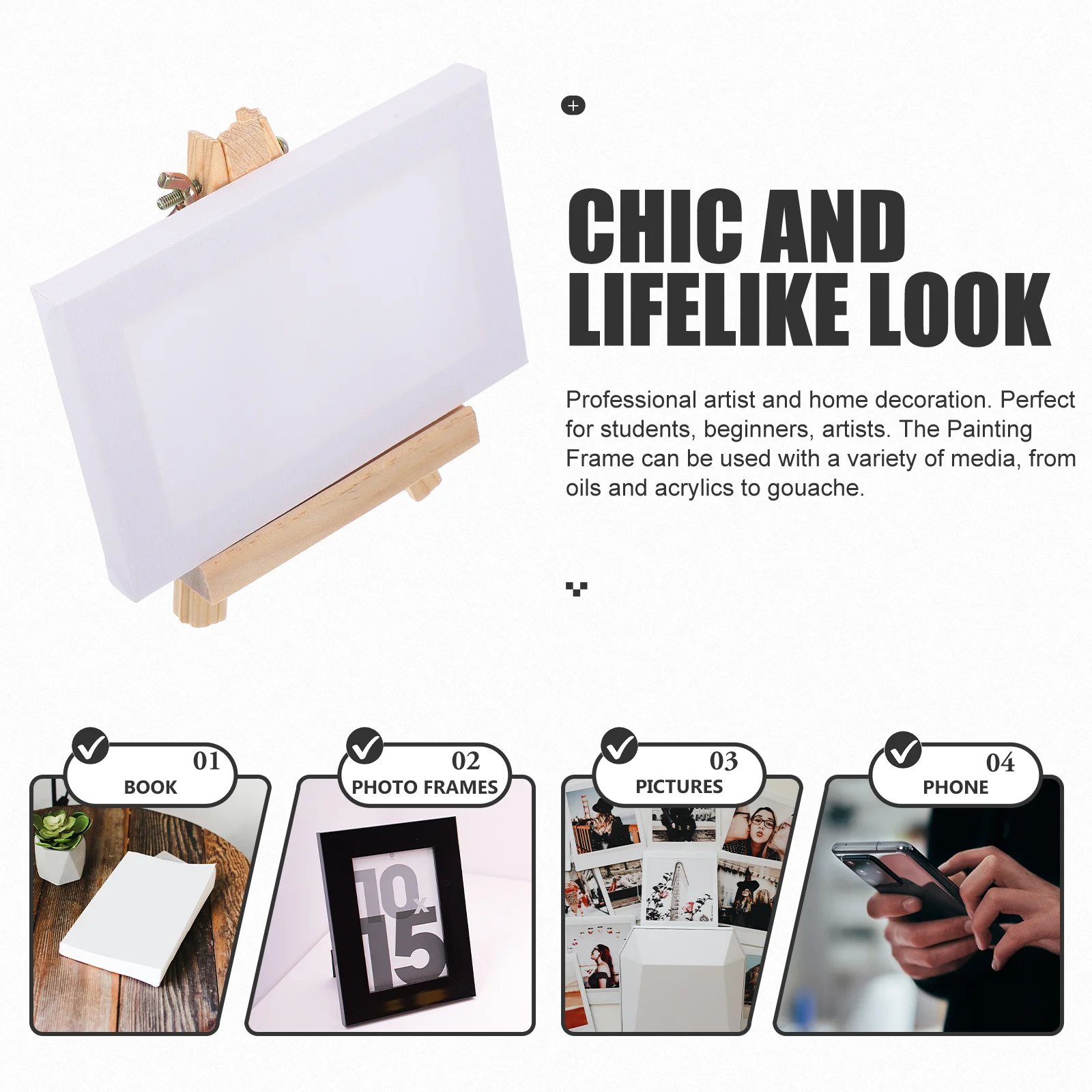 2Sets Wooden Easel Mini Painting Frame Compact Stable for Students Artists DIY Canvas Holder Painting Stand Small Easel