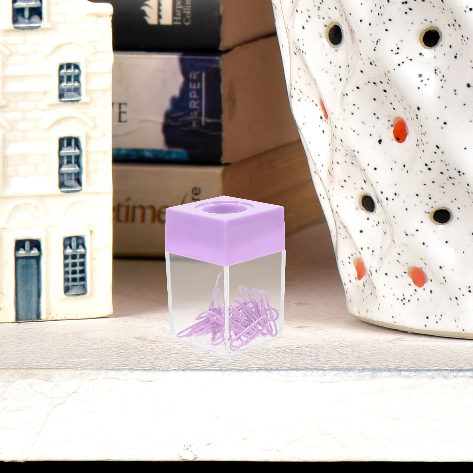 2pcs Lavender Storage Buckets Square Macaron Color Transparent Desk Organizers for Paper Clips Thumbtacks Pins Screws Nails