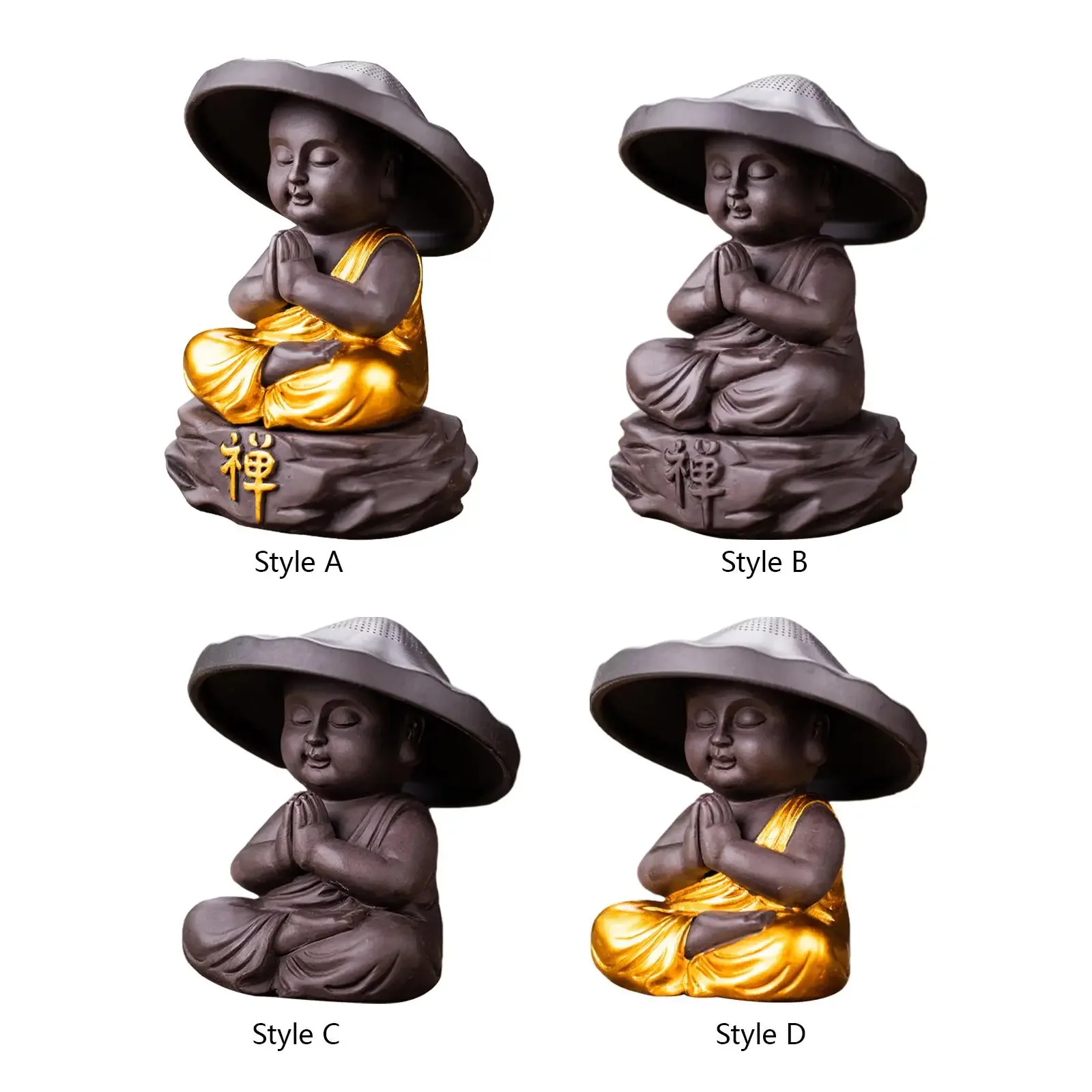 Buddha Statue Hand Carved Ornament Meditation Collectible Figurine Tea Pet Ornament for Living Room Backyard Porch Garden