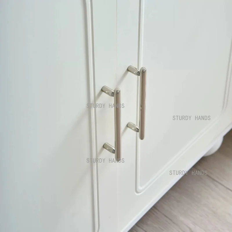 4PCS Metallic Silver Single Hole Handle Solid Handle Drawer/cabinet Door Handle Household Hardware Accessories Furniture Handles