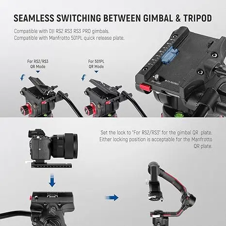 Imagem -03 - Neewer-tripé Compacto de Fibra de Carbono com Cabeça Fluida Placa qr Compatível com Dji Gimbals Manfrotto Tp76 197 m