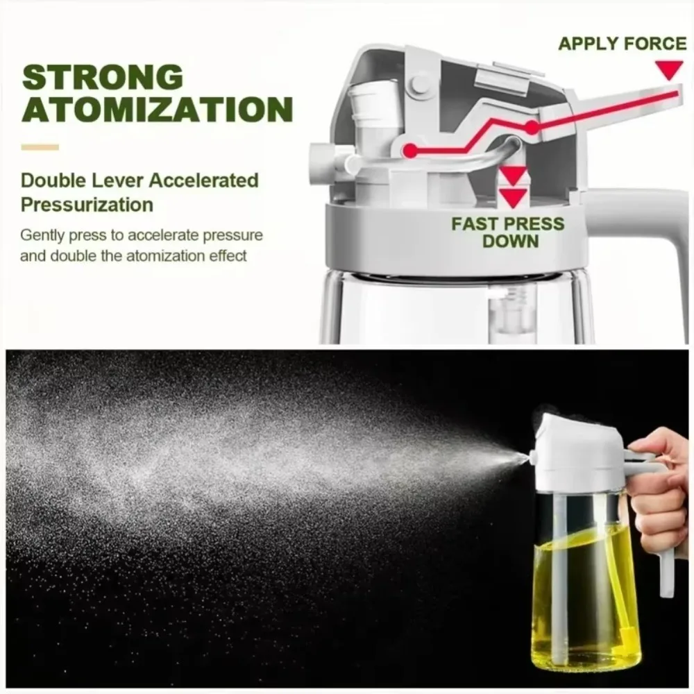 2in1 470ml Plastic Spray Oil Sprayer Bottle Spray Oil Dispenser Oil Jar Cruet BBQ Kitchen Baking Roasting Picnic Kitchen Tool view 5