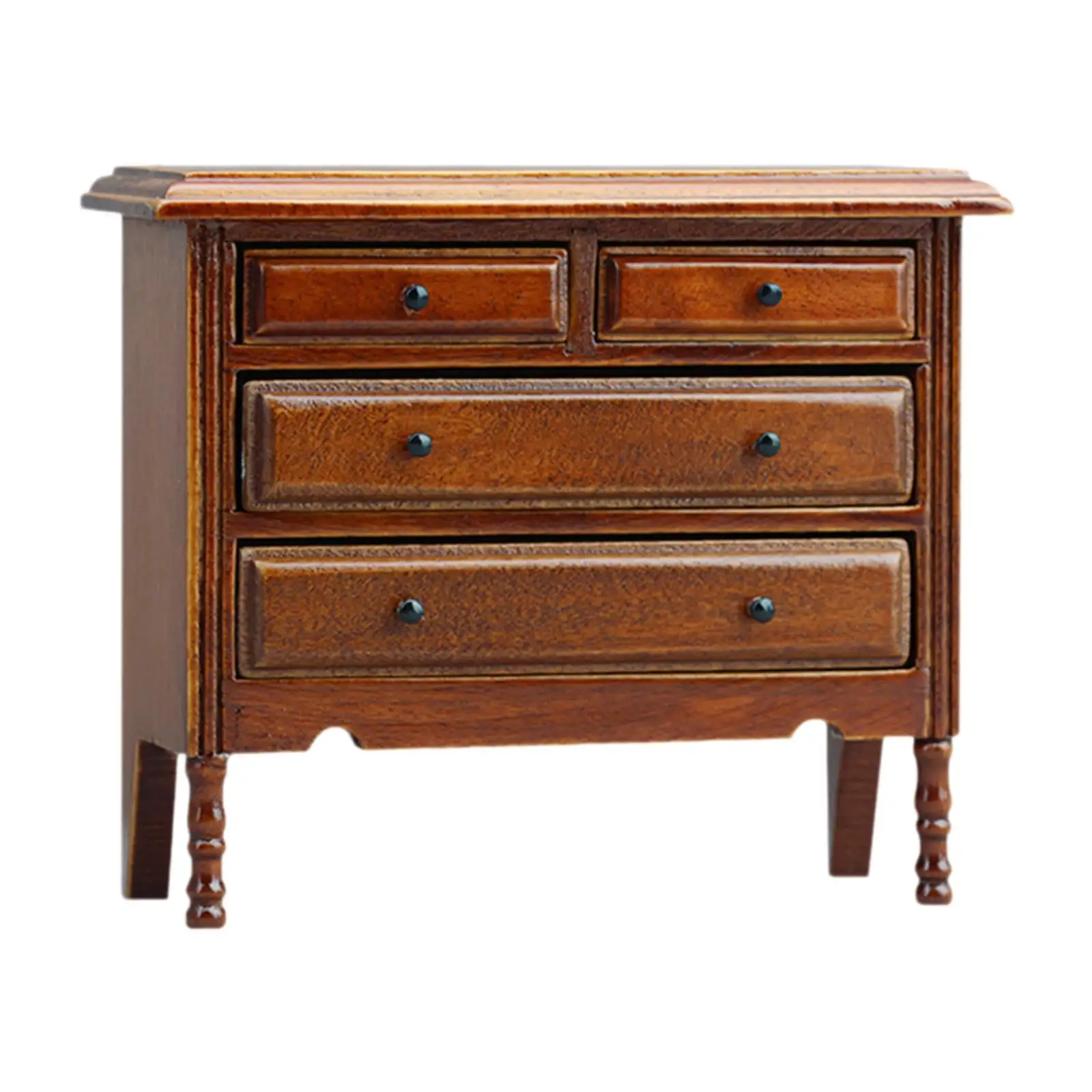 1/12スケールミニドールハウス家具ミニチュア誕生日プレゼント写真撮影用小道具木製寝室装飾4段引き出し付きドレッサー家具モデル