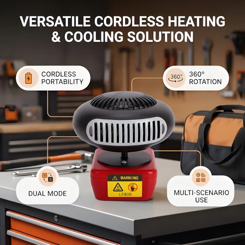 Portable Wireless Heater Dual Mode Hot and Cool Air Compatible with For Makita/Milwaukee/Bosch 18/20V Li-ion Battery for Camping - view 4