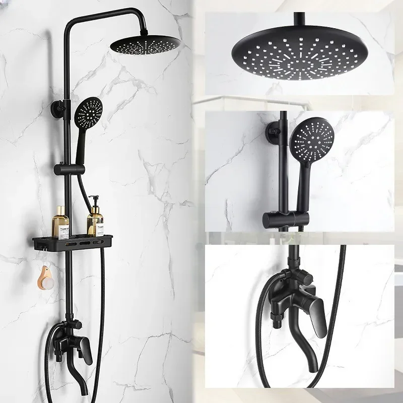 

Bathroom Brass Shower Set Black Head Bath s Mixer with Hand Faucet Rainfall tap s spary