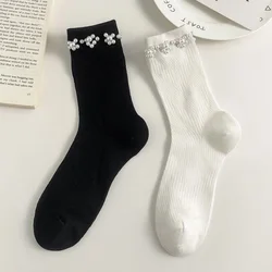 2 Pair Socks for Women Korean Japanese Pearl Socks Lolita Thin Calcetines Mujer Chaussette Femme Beautiful High Quality 2024 New