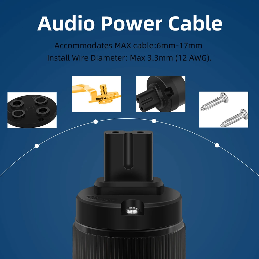 Monosaudio F180 Figure 8 Pure Copper Power Plug, 25A/250V Female Power Connector,IEC320 C7 Mains female power jack
