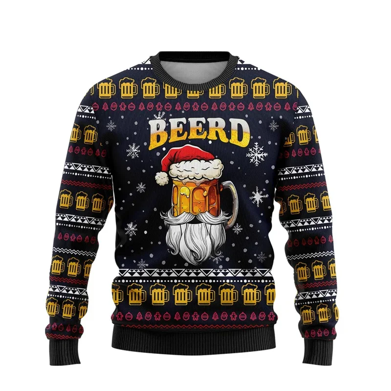 

Fashion beer graphic sweatshirts men women casual autumn bar party ugly Christmas sweater for men clothes unisex pullover top