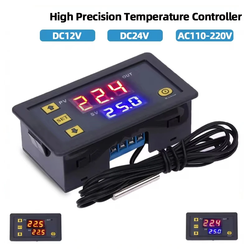 W3230 Mini Digital Temperature Controller 12V 24V 220V Thermostat Regulator Heating Cooling Control Thermoregulator With Sensor