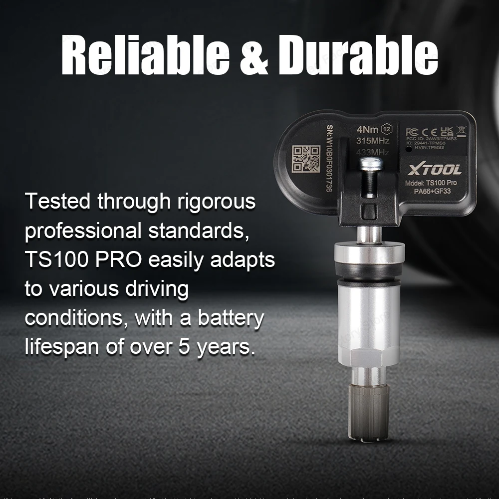 XTOOL TS100 PRO TPMS Sensor 2-IN-1 Universal Automotive Tire Pressure Sensor Programmable Tire Pressure Monitoring System Sensor