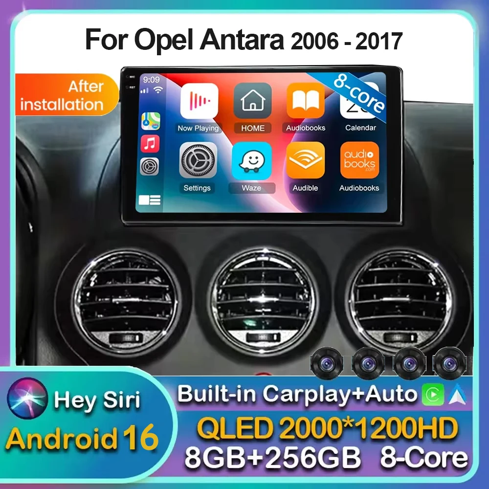 2K QLED Android 16 Car Radio For Opel Antara 2006 - 2017 Multimedia Video Player GPS AI Voice CarPlay 4G Stereo Head Unit