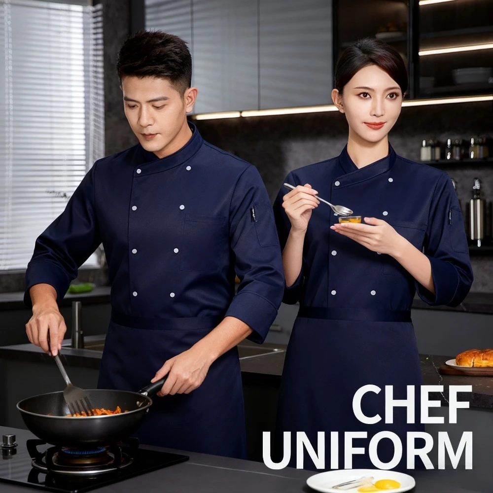 

Рабочая рубашка шеф-повара с длинными рукавами и принтом, кухонная форма с вышивкой, ресторан для выпечки барбекю и приготовление пищи персонала отеля