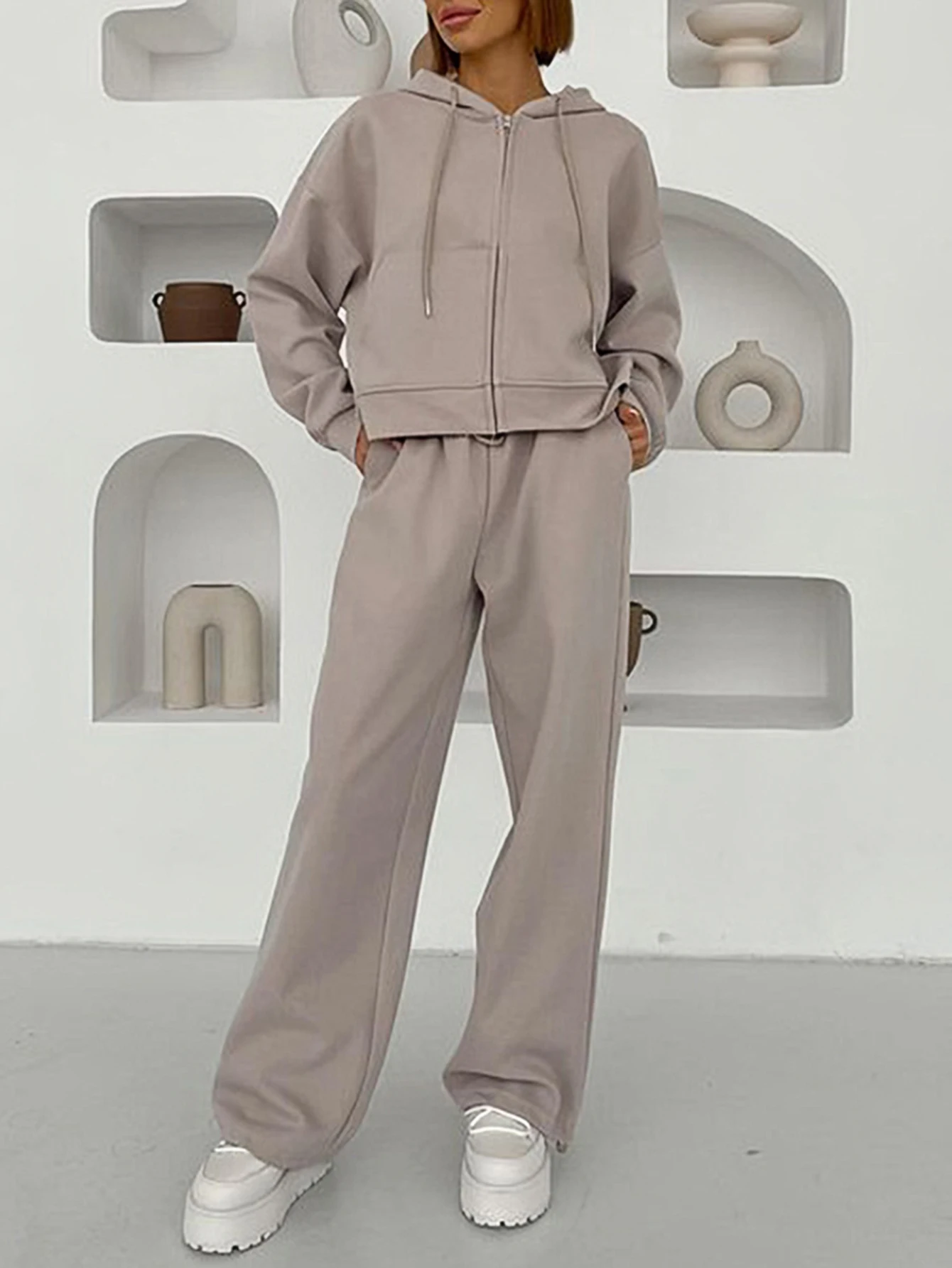 Casual Style Suit Trousers Tailored Fit No Decoration Women's Set Long Pants Ensemble Fashionable Casual Outfit