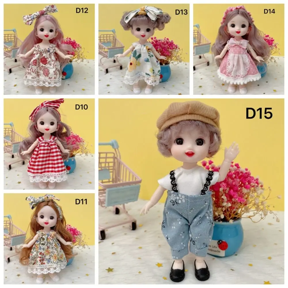 Mini bonecas com roupas 17cm boneca bjd vestir-se juntas removíveis coloridas boneca articulações removíveis 17cm 1/8 bonecas bjd presente de aniversário