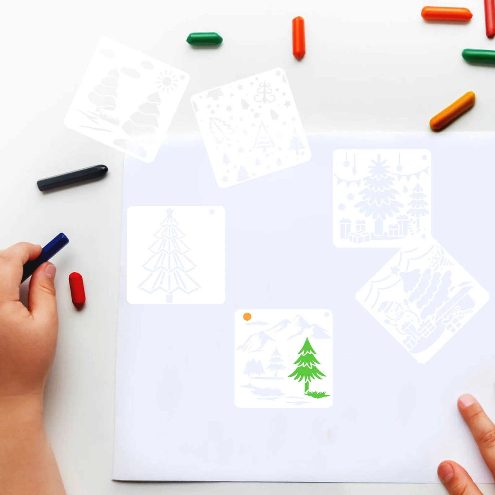 25 قطعة من استنسل رسم شجرة الكريسماس، قوالب حرفية إبداعية للحيوانات الأليفة، بطاقات رسم يدوية، مستلزمات ديكور عيد الميلاد #3