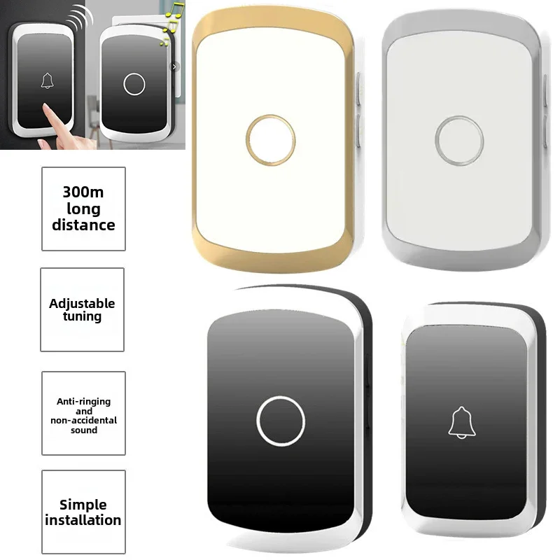 

Waterproof Wireless Doorbell AC 100V-240V Smart Remote Control Door Bell Rings Home Security Doorbells Receiver Long Distance