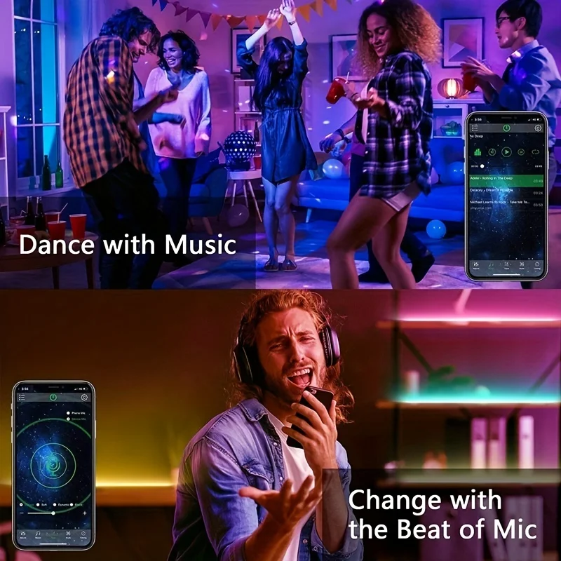 Fita LED Strip Light para Decoração de Quarto, Lâmpada para Presentes de Natal, 44Keys Control, 3535, 1m, 2m, 3m, 4m, 5m, 10m