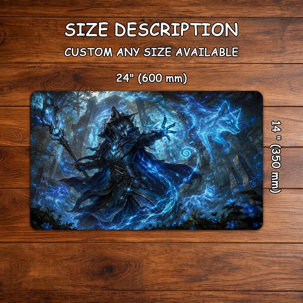 MTG/TCG Playmat , Trading Card Games,Spirit Fox Mage, Game Mat With Zones desk accessories alfombrillas para escritorio