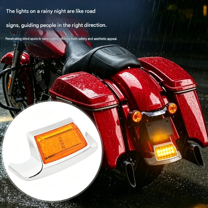 LED Rear‑Guard Light Assembly for Motorcycles, Curved ABS Housing with Polished Finish, Includes Mounting & X37F