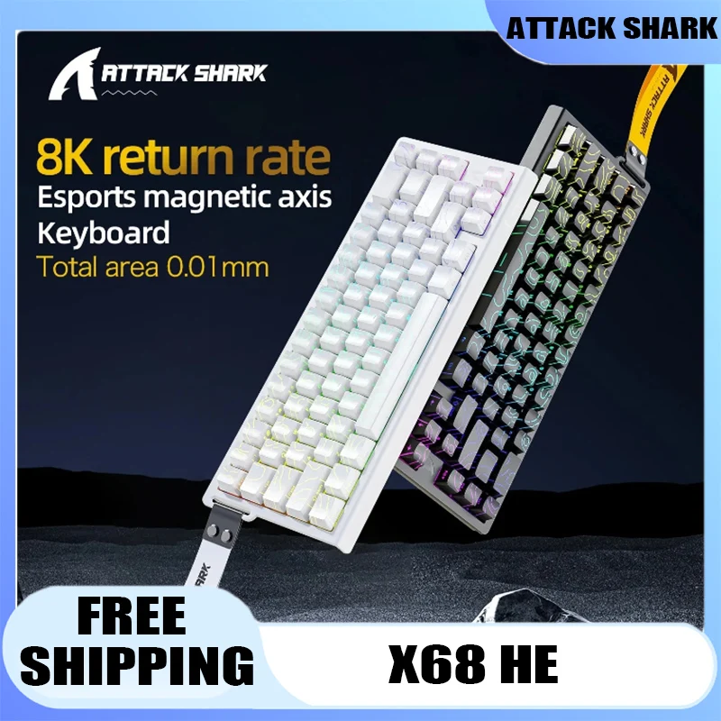 

Attack Shark X68 He Gaming Keyboard Magnetic Mechanical Wired for Pro Gaming 0.01mm Rapid Trigg 8000Hz 128K Rate Customization
