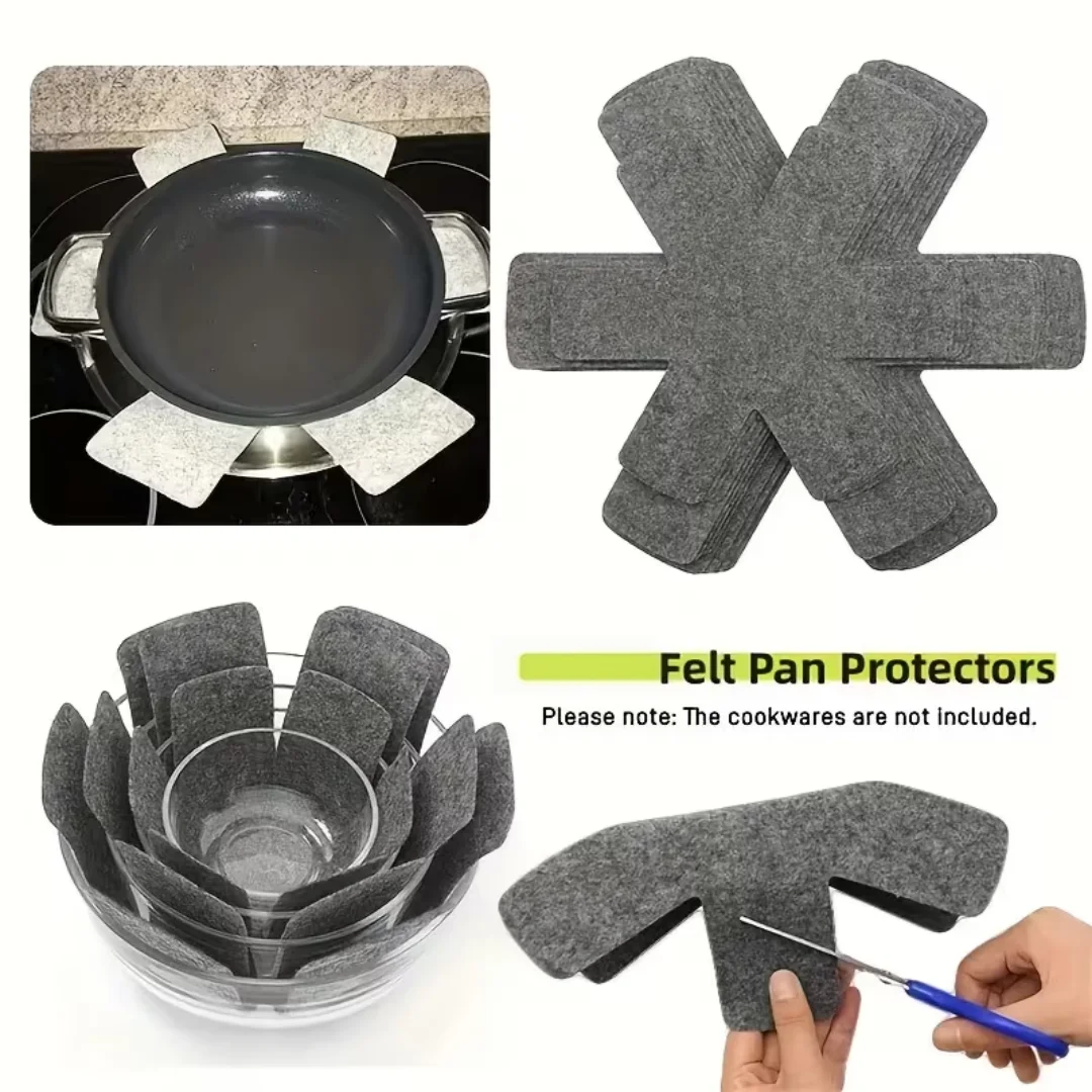 1/6pcs Felt Pot Protectors, Scratch & Heat Resistant Cookware Isolators, Durable Space-Saving Design